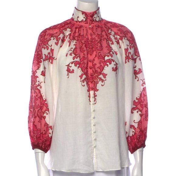 ZIMMERMANN Nina Billow Blouse in Watermelon Print Zimmermann Size 0 - Picture 3 of 10